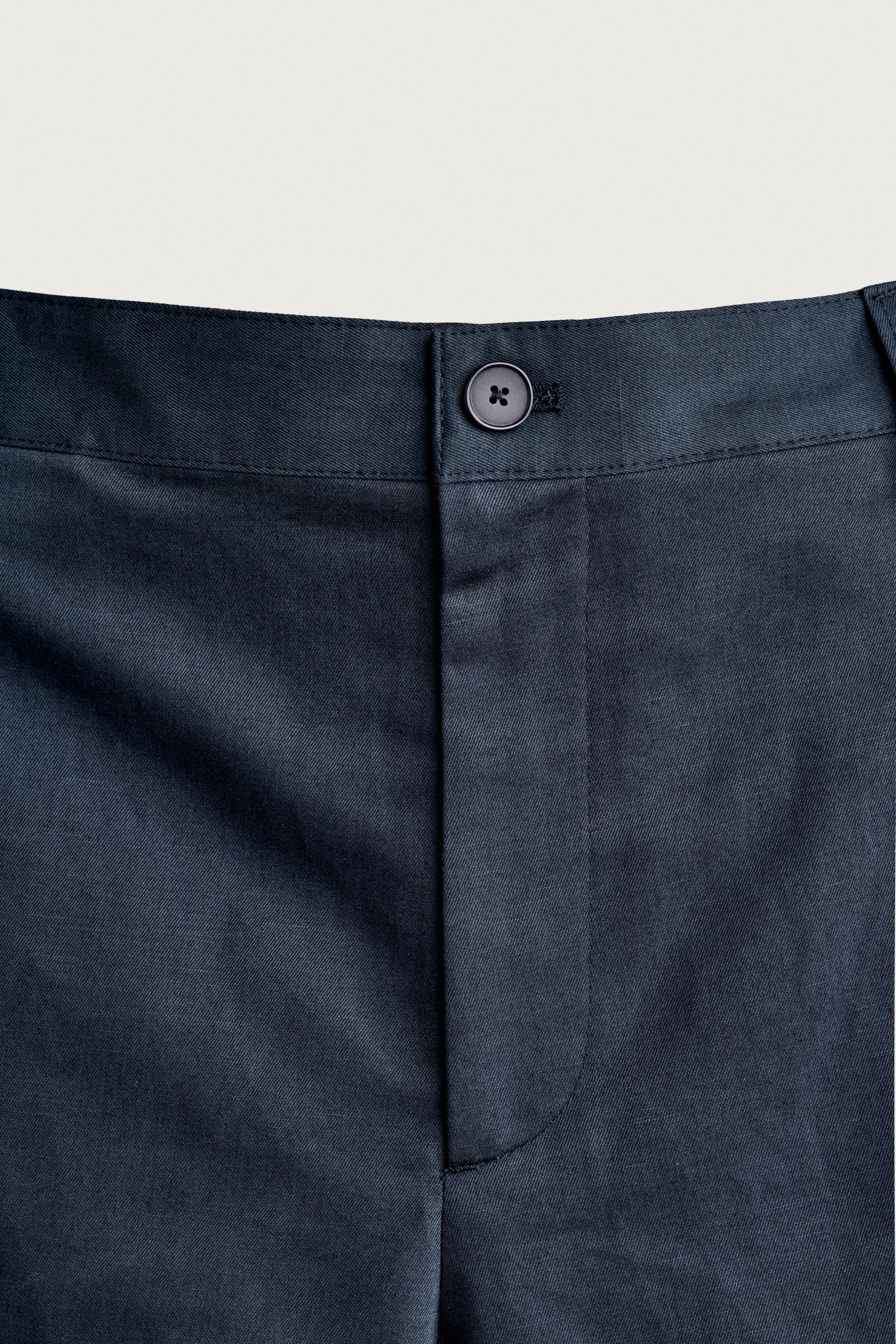 COTTON-LINEN RELAXED FIT CARGO SHORTS